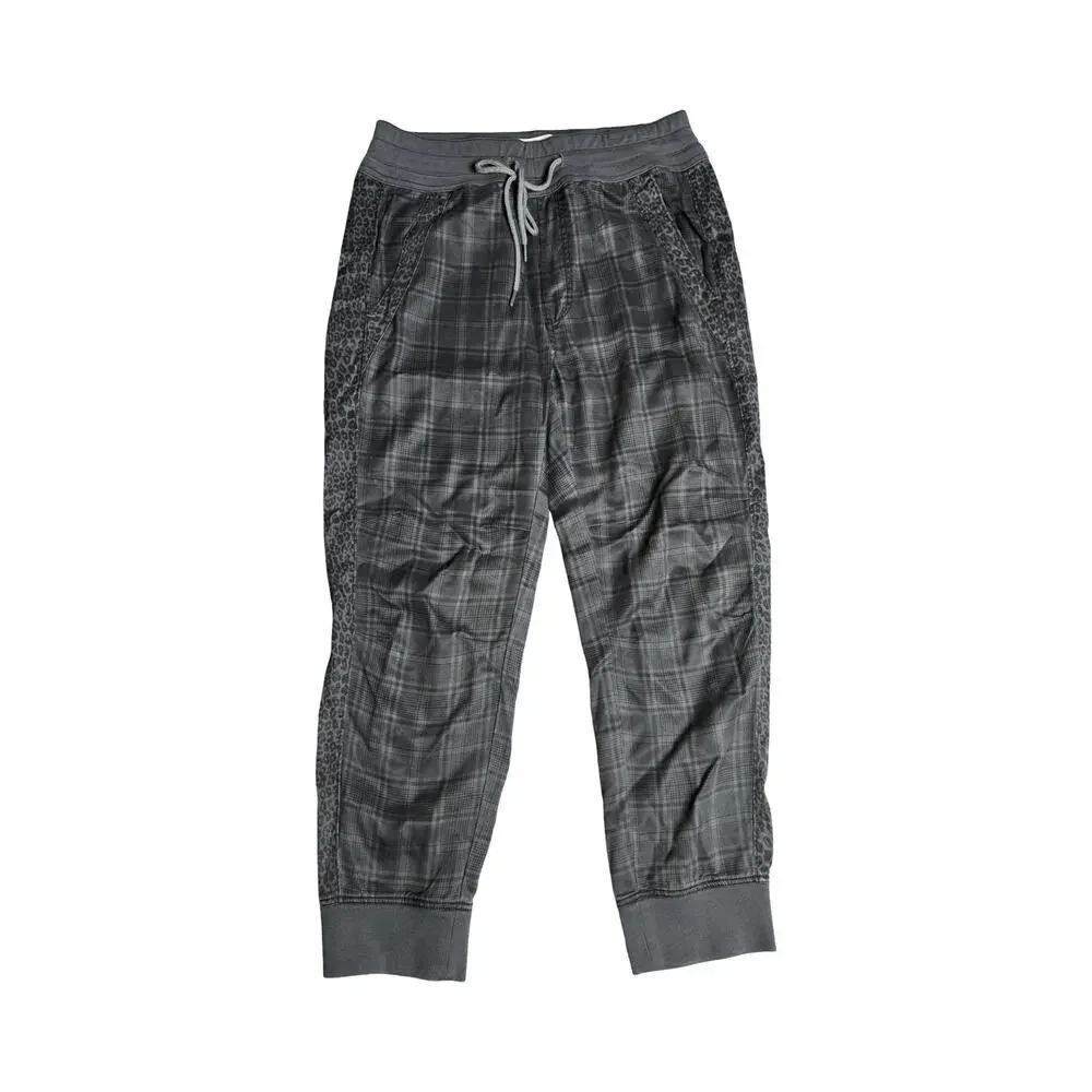 Anthropologie Gray Plaid Jogger Pants Size: M